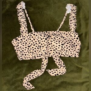 Leopard Print Frilly Bikini Top